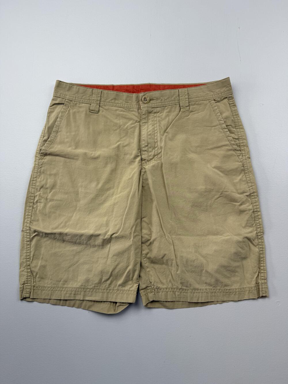 Columbia Shorts Mens 32 Beige Chino Flat Front 10 Inseam Cotton Casual Summer